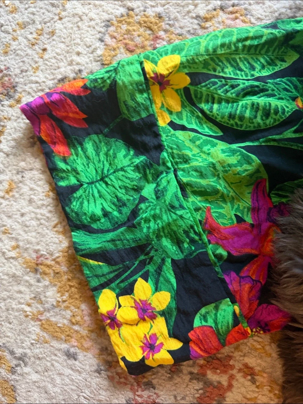 Panama Jack Tropical Floral Wide-Leg Pants & Kimono - Black, Green, Yellow, Pink - Picture 9 of 13